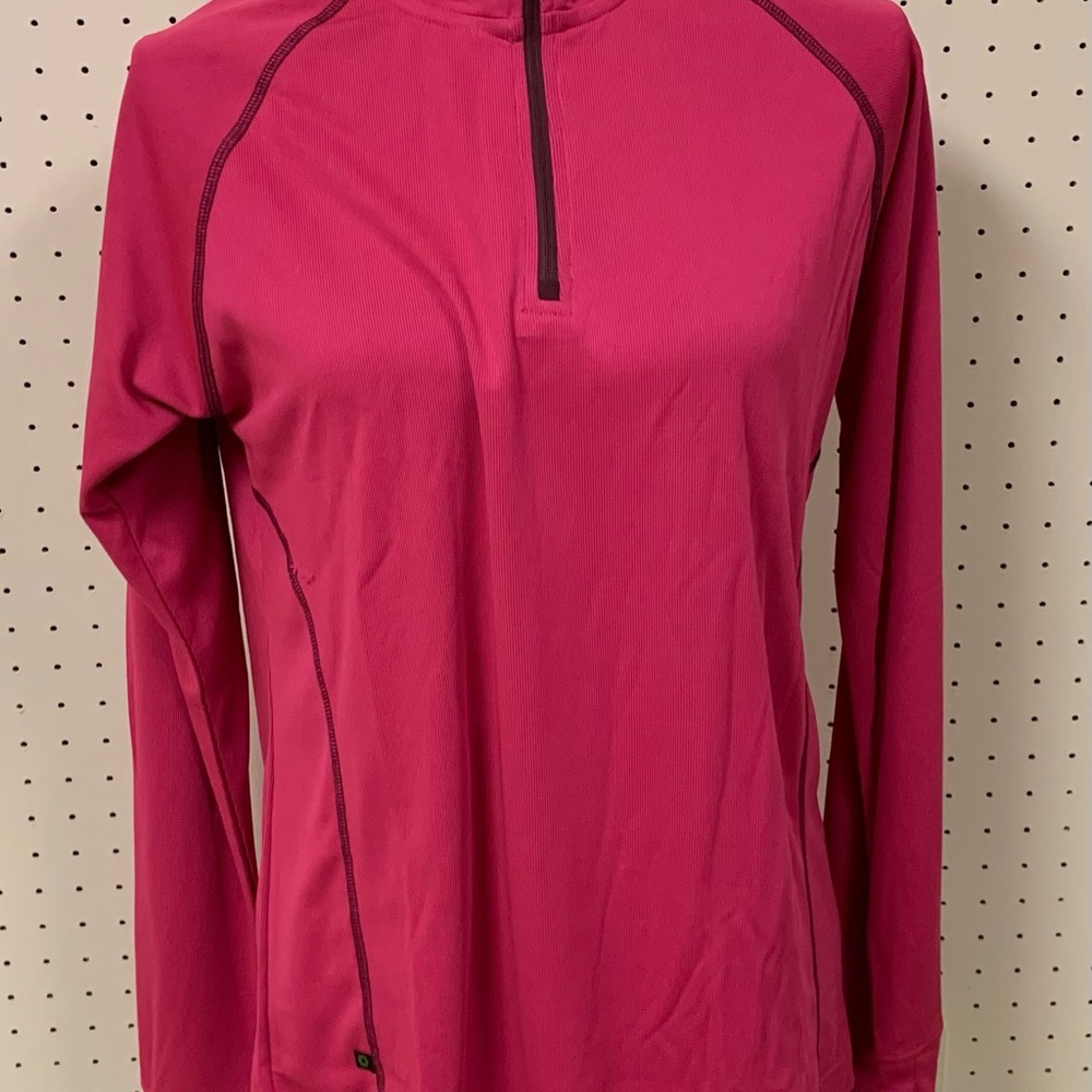 Greenlayer Womens Long Sleeve Base Layer 1/4 Zip Pullover Shirt ~ Pink ~ L
